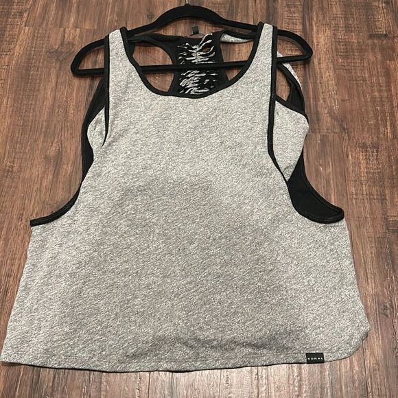 Koral Gray & Black Work Out Tank, Size Large - Picture 9 of 10
